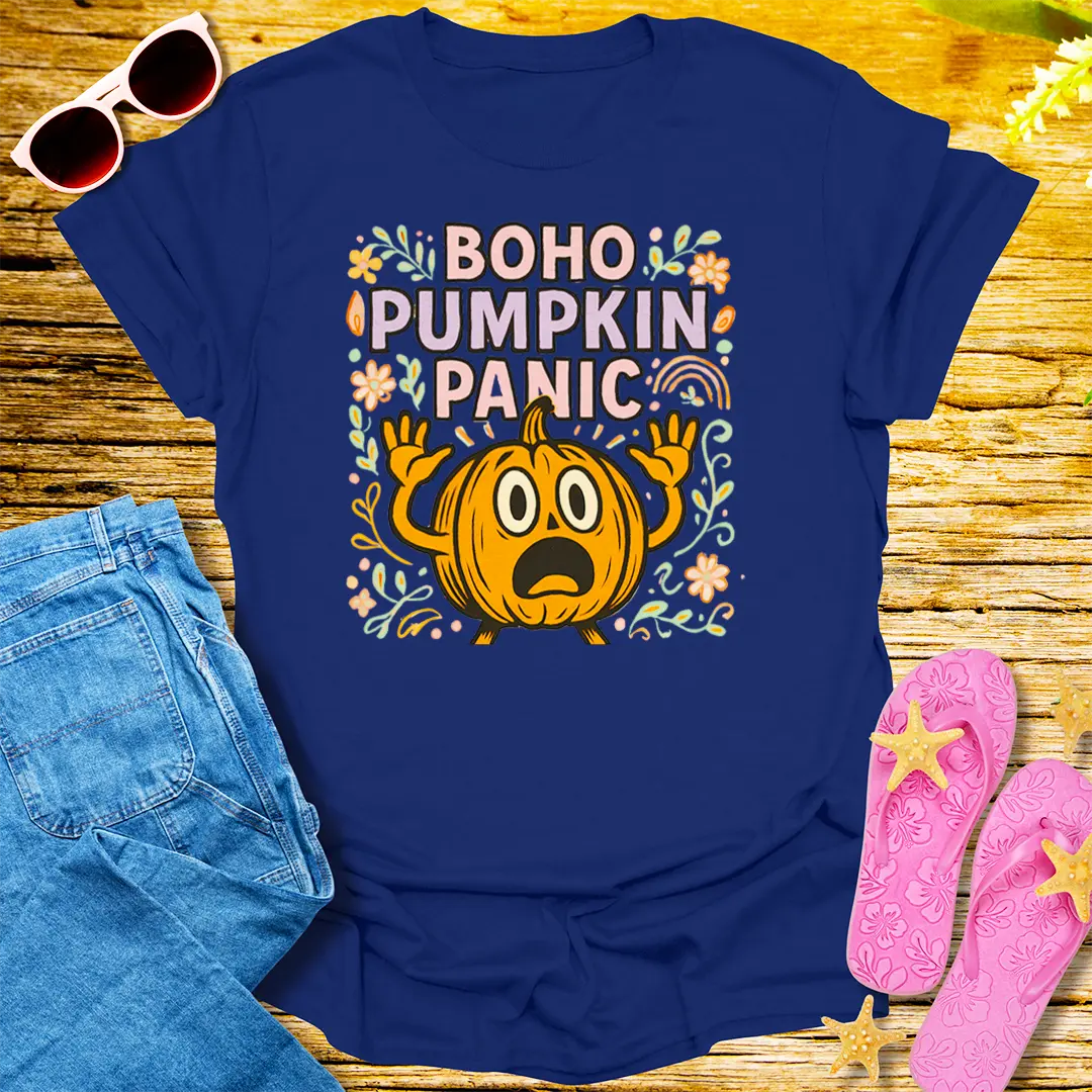 Boho Pumpkin Panic T-Shirt - Navy