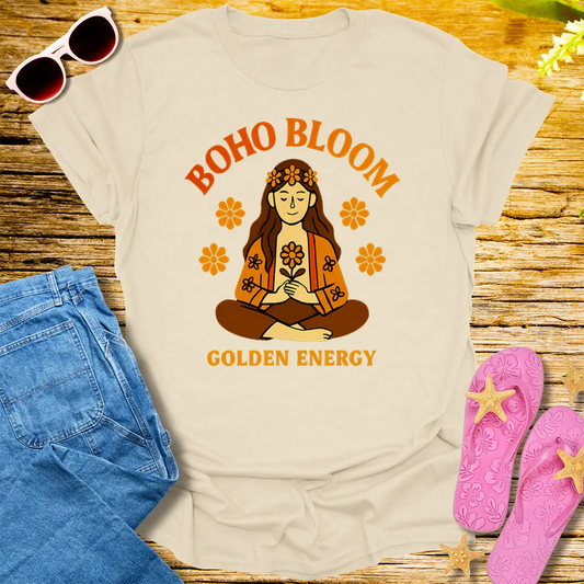 Boho Bloom Golden Energy T-Shirt - Natural