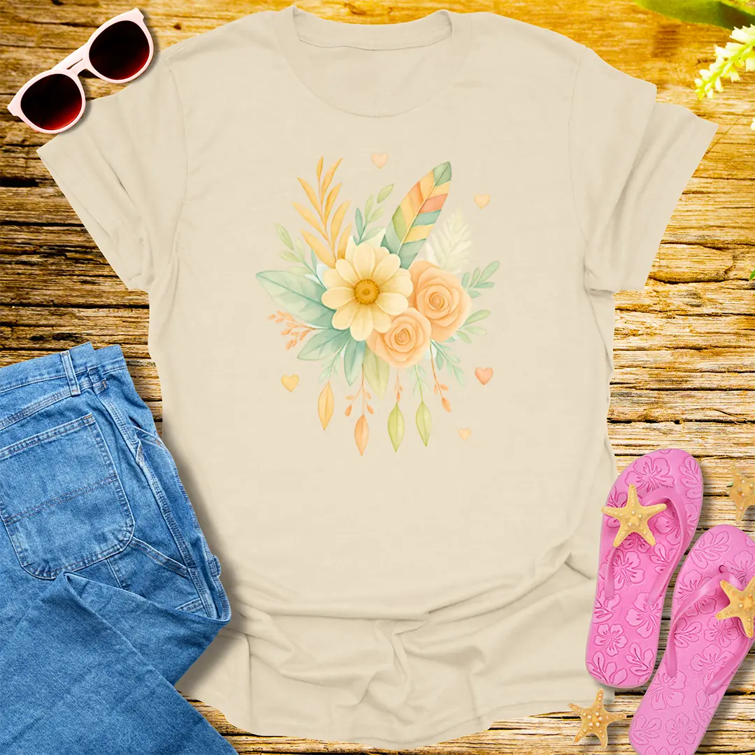 Soft Bloom Bouquet T-Shirt - Natural