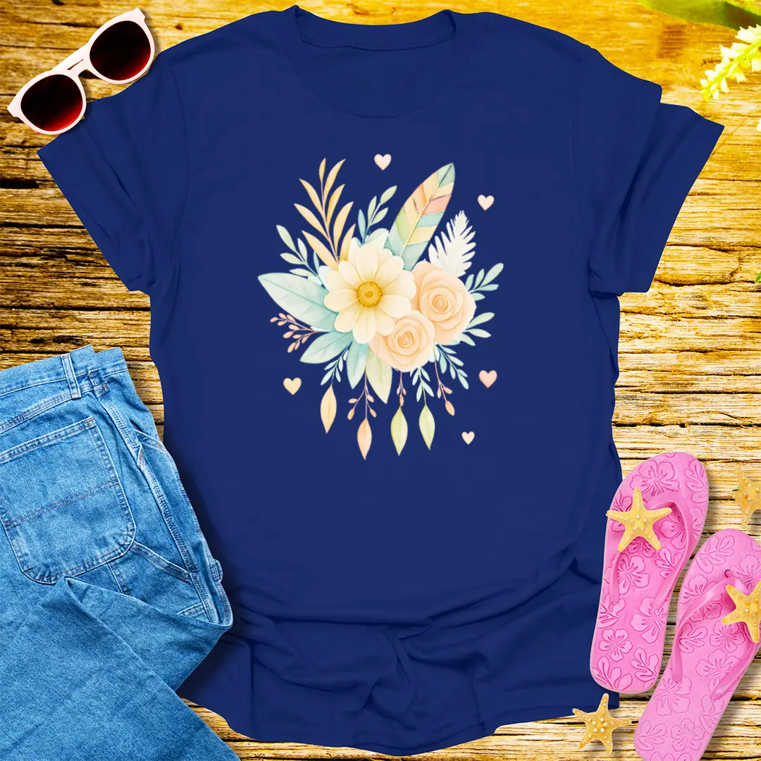 Soft Bloom Bouquet T-Shirt - Navy