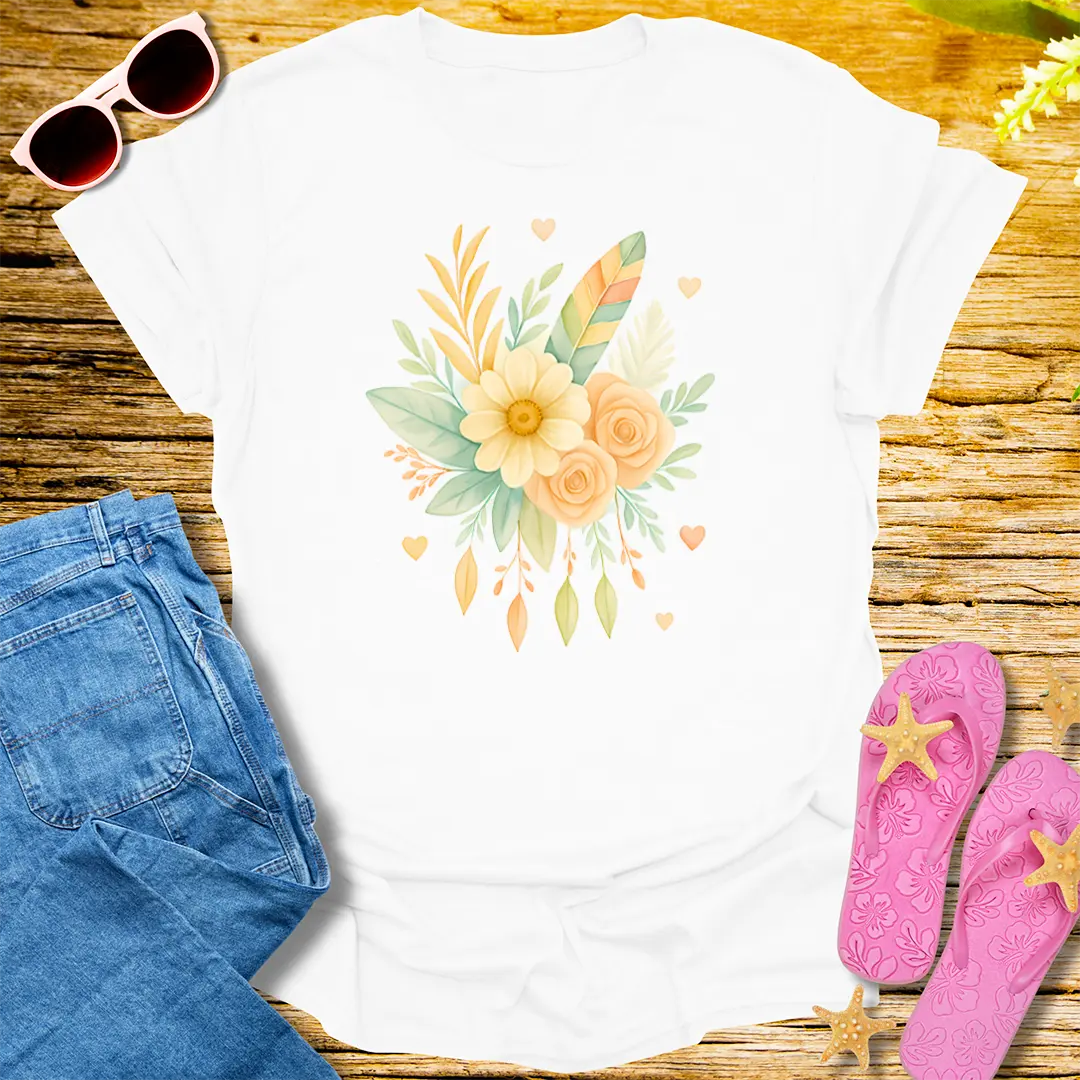 Soft Bloom Bouquet T-Shirt - White