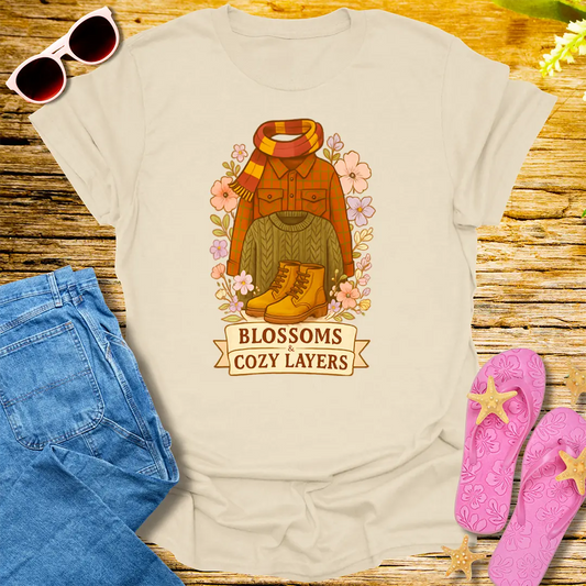Blossoms & Cozy Layers T-Shirt - Natural