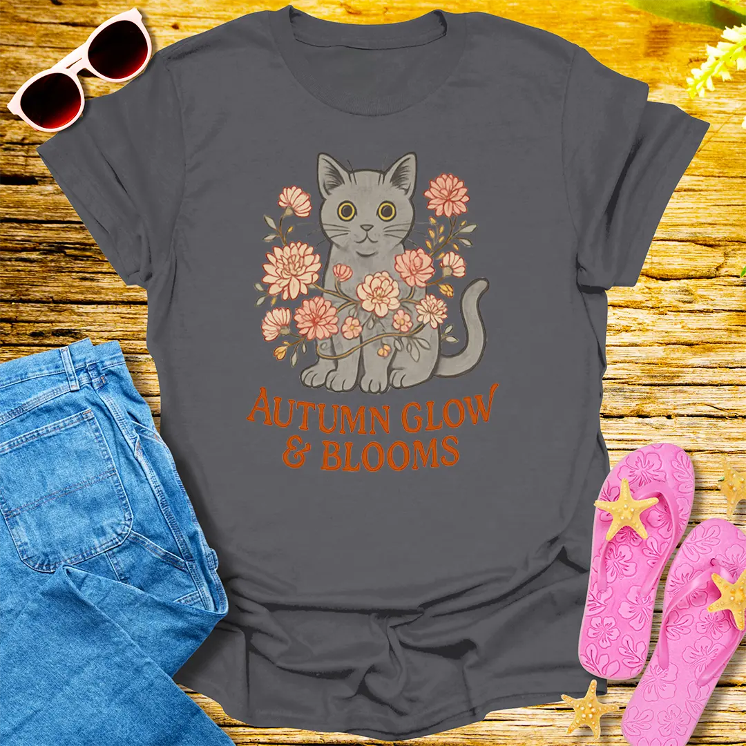 Autumn Glow Cat T-Shirt - Charcoal