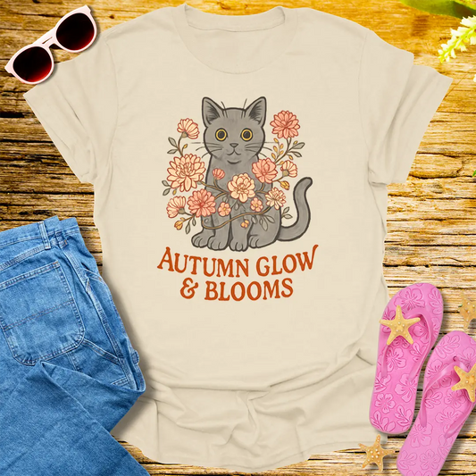 Autumn Glow Cat T-Shirt - Natural