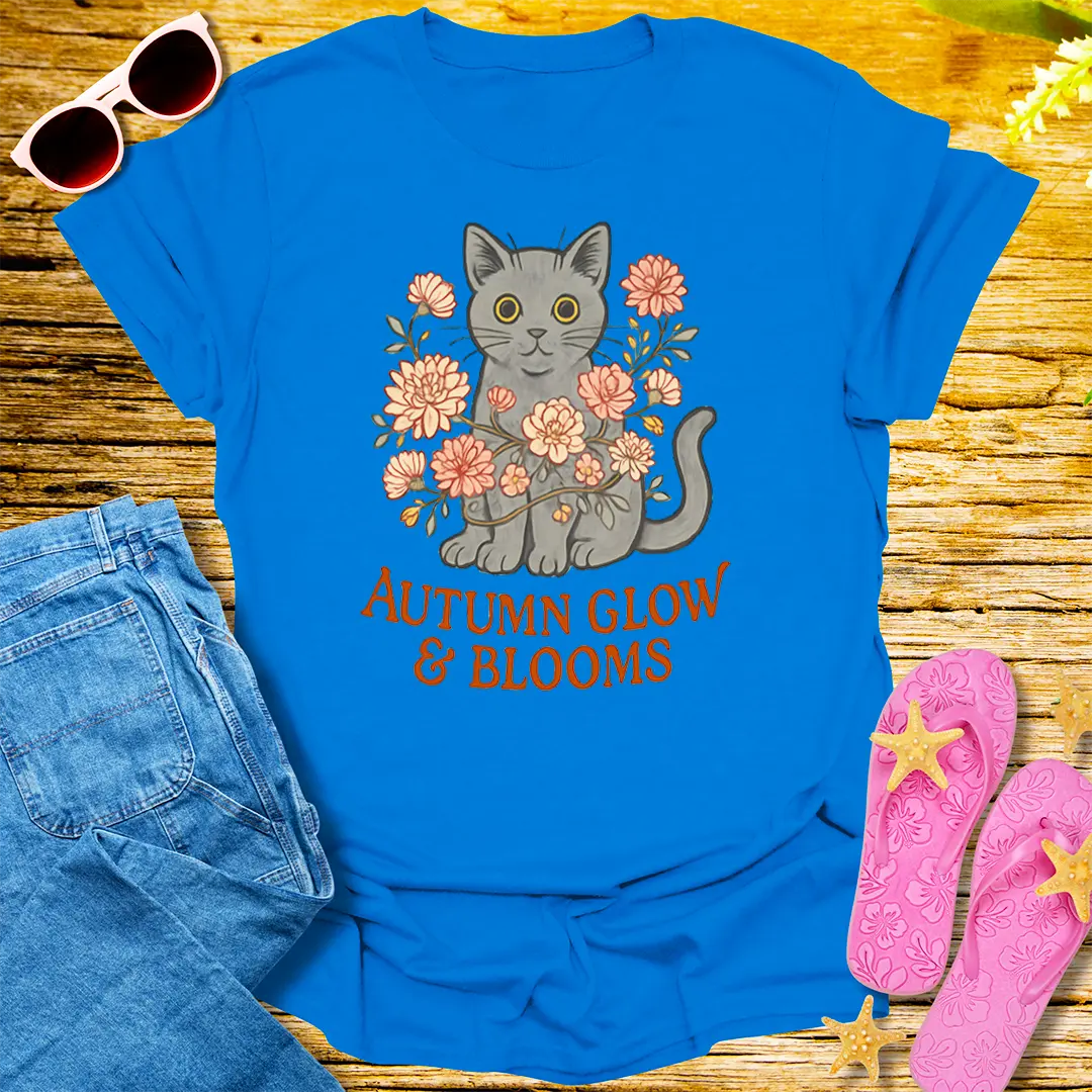 Autumn Glow Cat T-Shirt - Royal