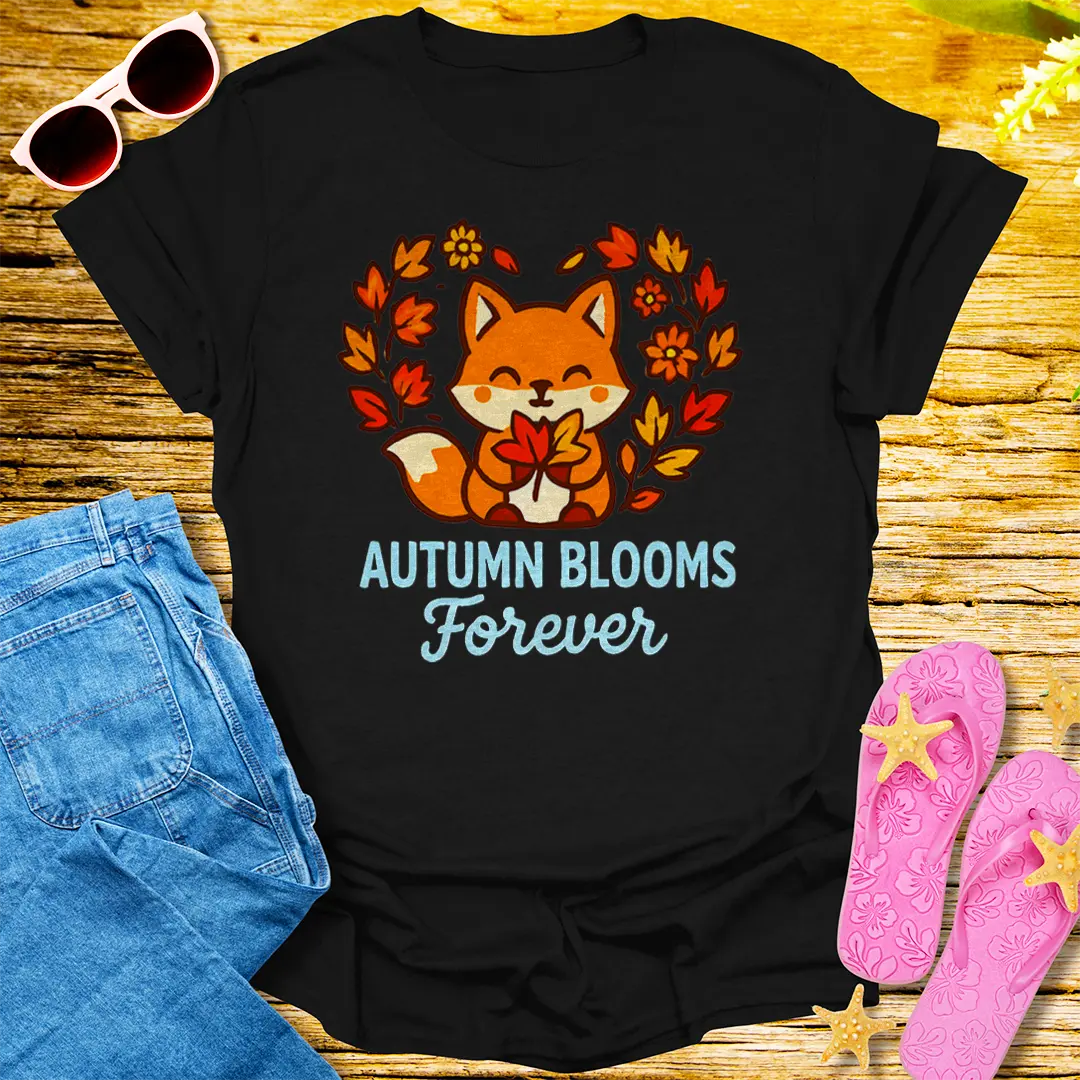 Autumn Blooms Forever T-Shirt - Black