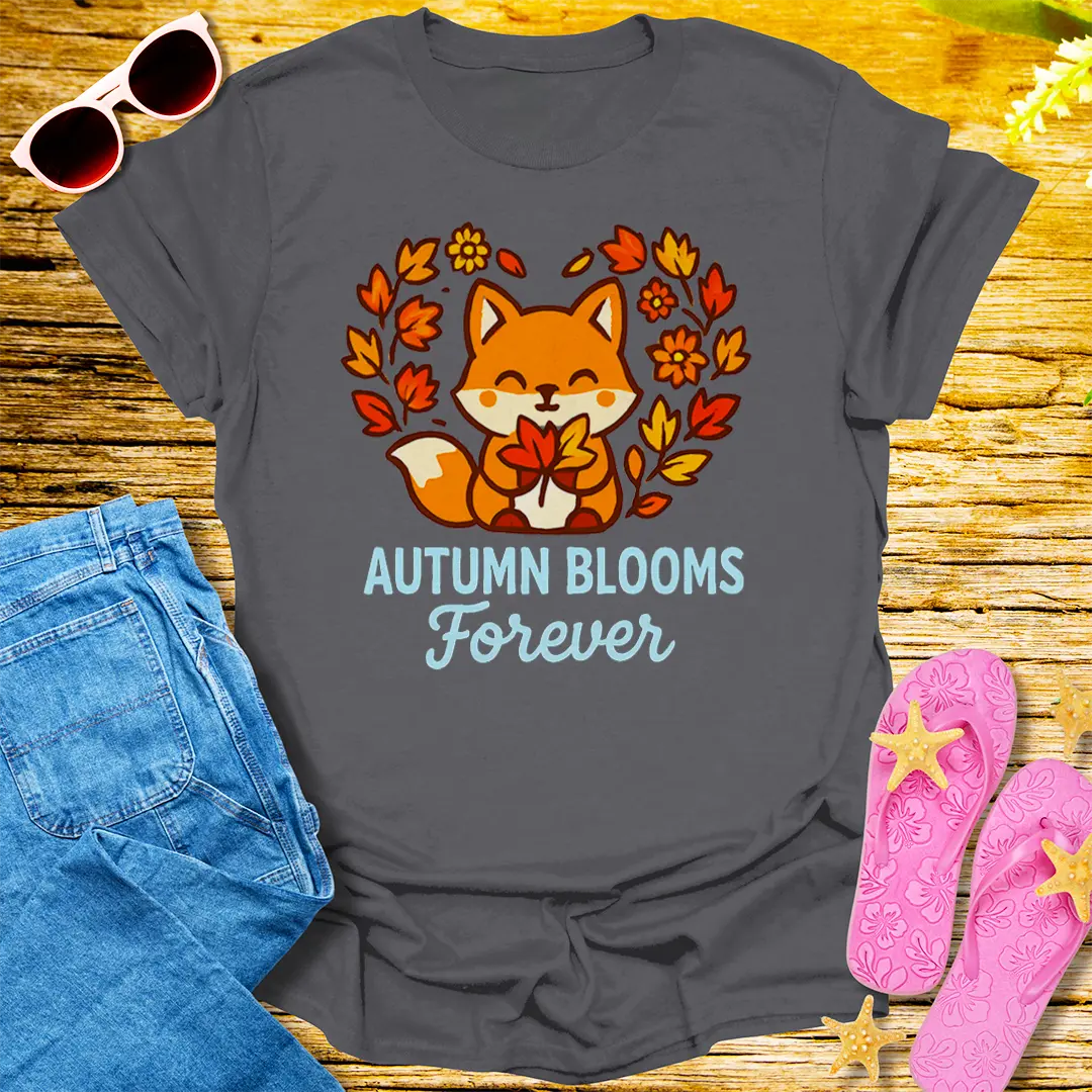 Autumn Blooms Forever T-Shirt - Charcoal