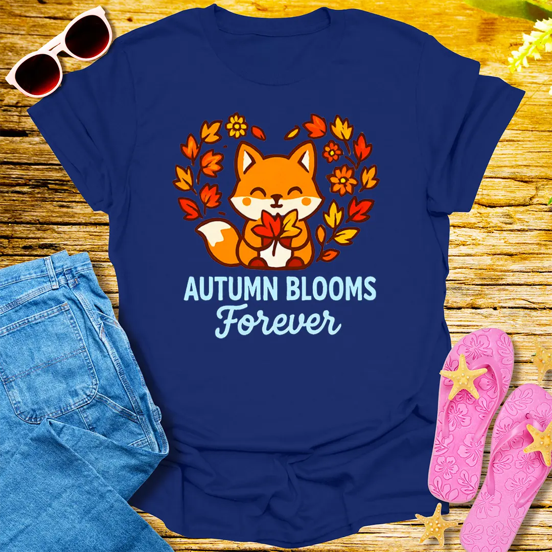 Autumn Blooms Forever T-Shirt - Navy