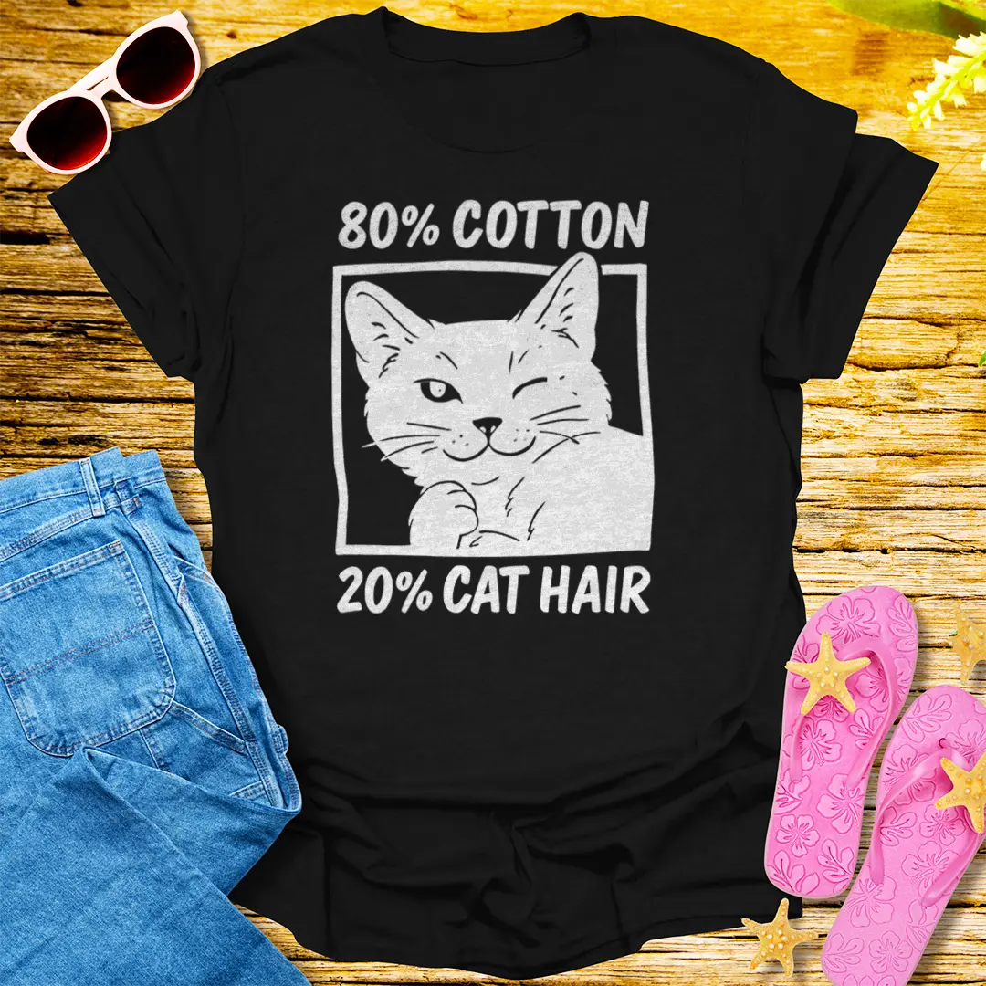 80% Cotton 20% Cat Hair T-Shirt - Black