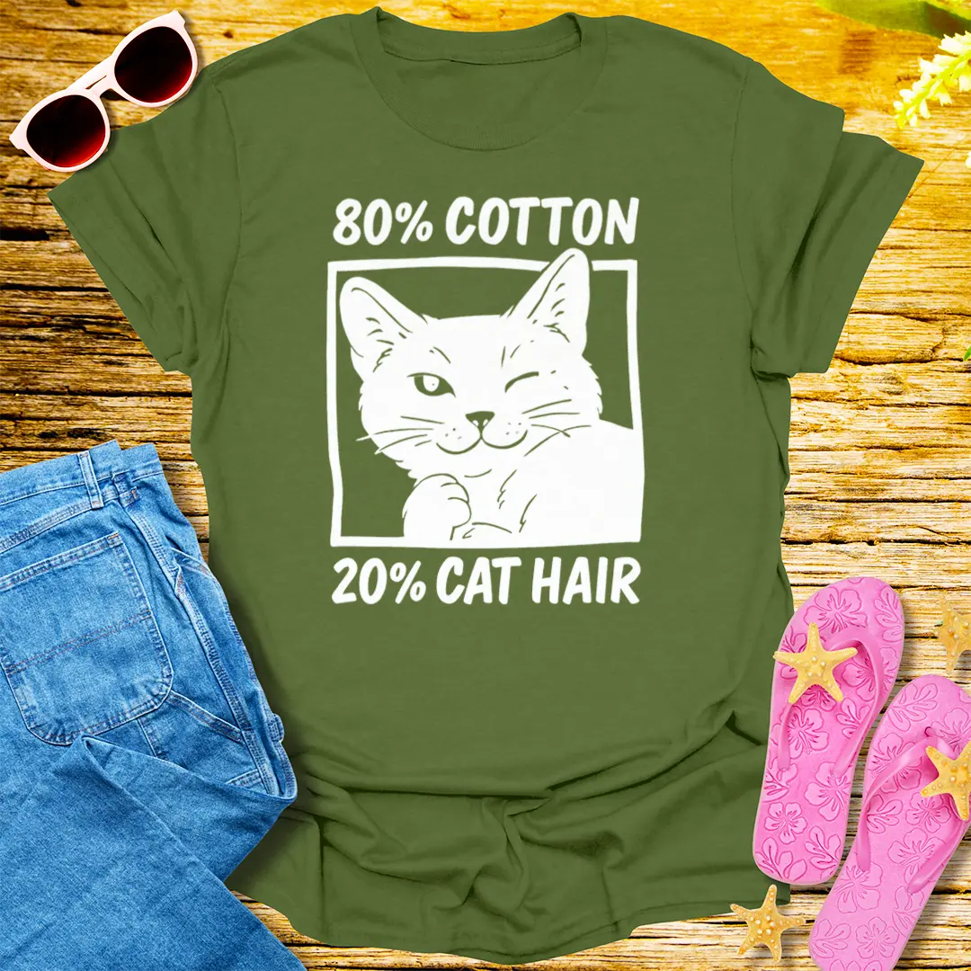 80% Cotton 20% Cat Hair T-Shirt - Military Green