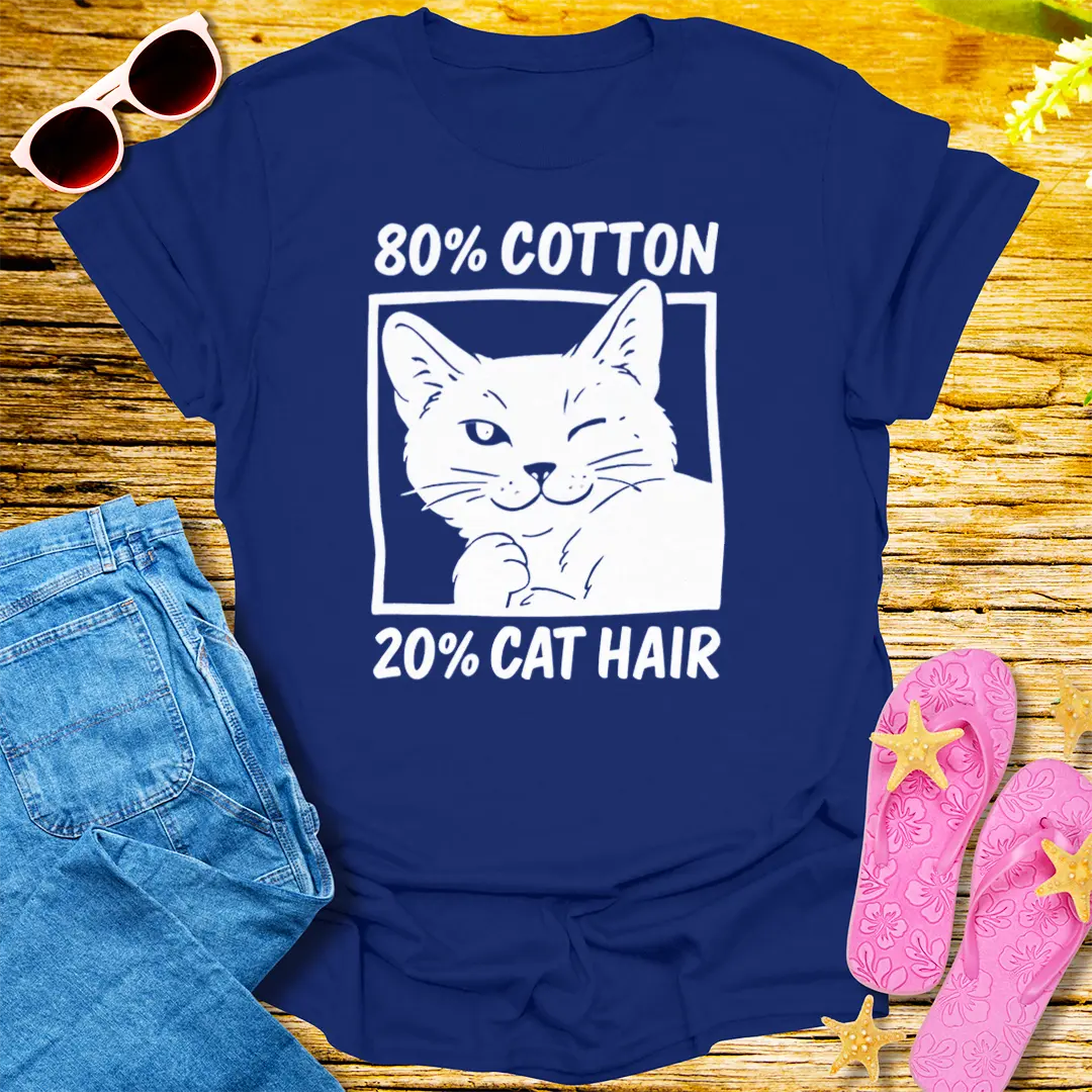 80% Cotton 20% Cat Hair T-Shirt - Navy
