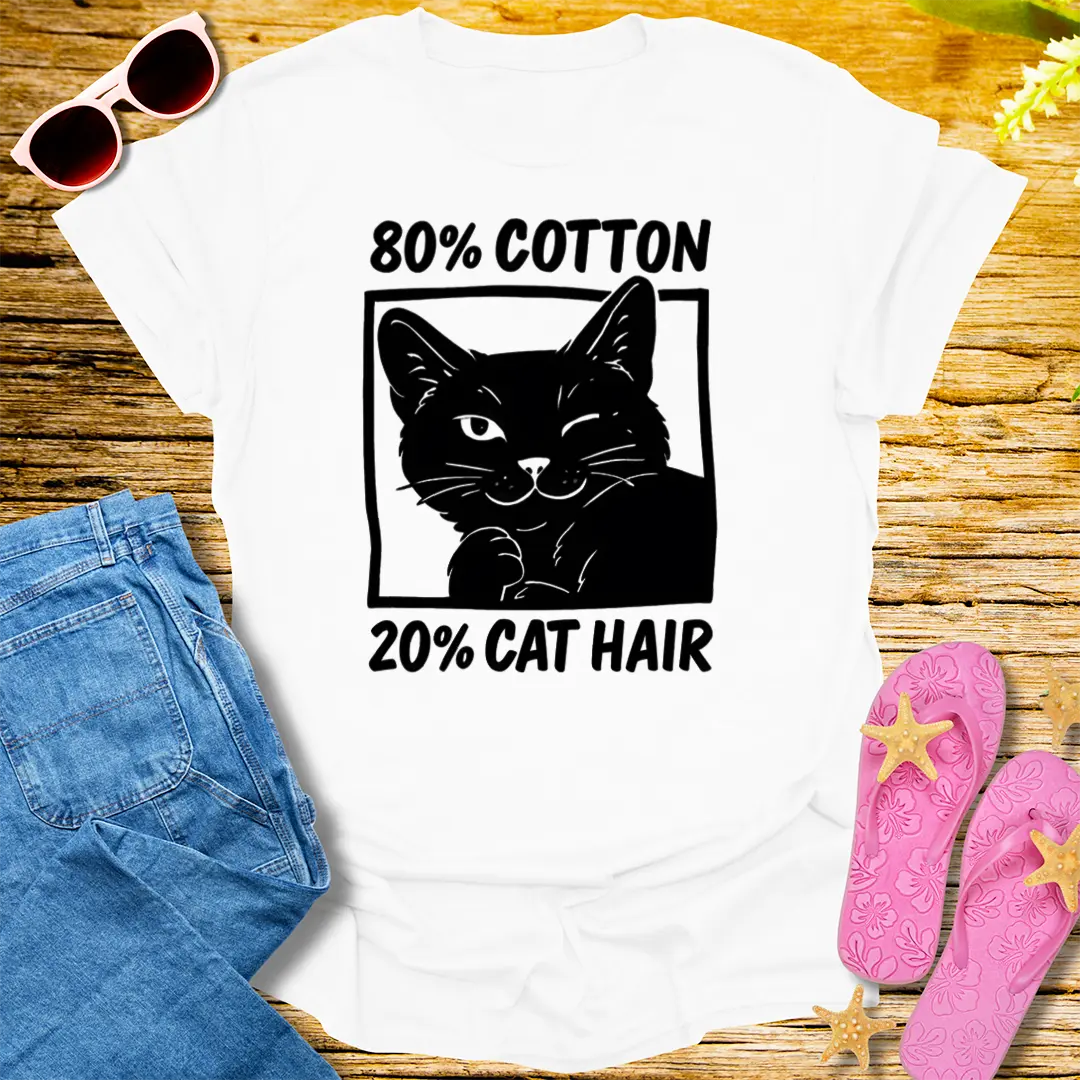 80% Cotton 20% Cat Hair T-Shirt - White