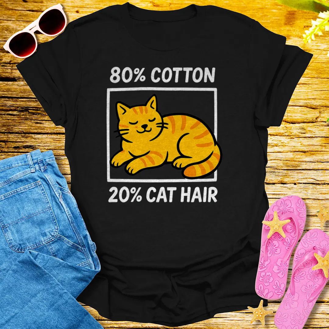 80% Cotton, 20% Cat Hair T-Shirt - Black