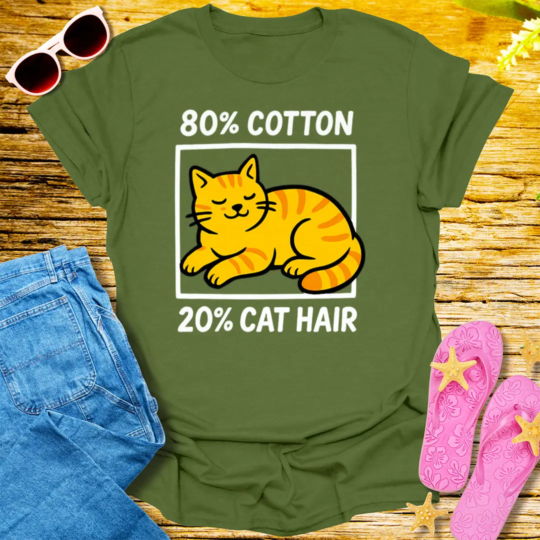 80% Cotton, 20% Cat Hair T-Shirt - Military Green