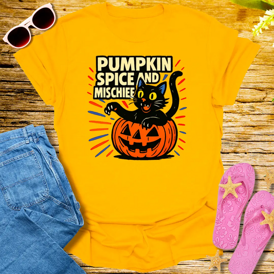 Pumpkin Spice and Mischief T-Shirt - Gold