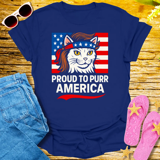 Proud to Purr America T-Shirt - Navy