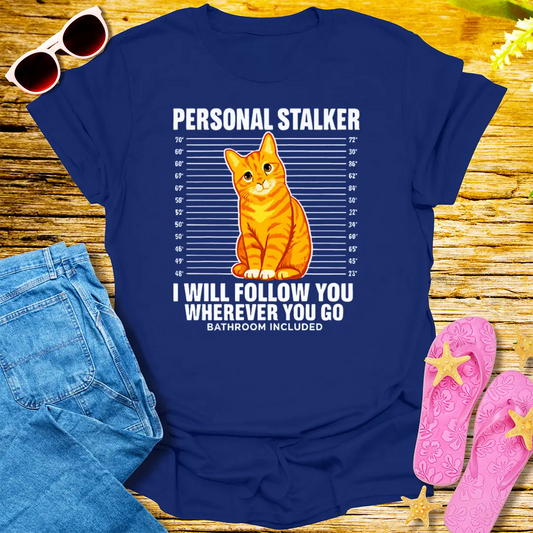 Personal Stalker Cat T-Shirt - Navy