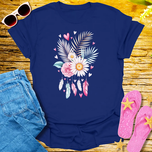 Boho Bloom Dreamcatcher T-Shirt - Navy