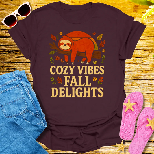 Cozy Vibes Fall Delights T-Shirt - Dark Chocolate