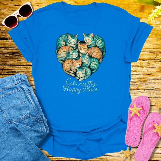 Cats Are My Happy Place T-Shirt - Royal