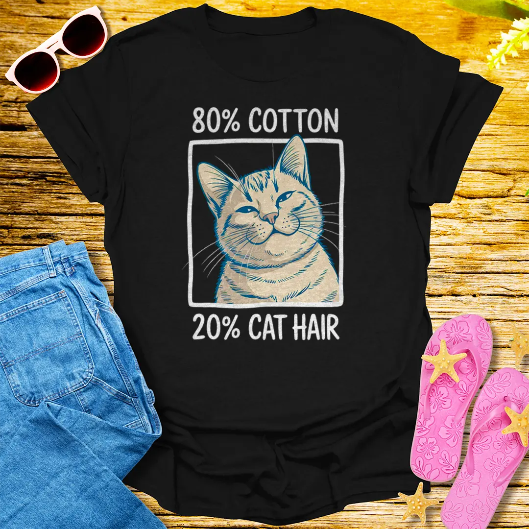 80% Cotton 20% Cat Hair T-Shirt - Black