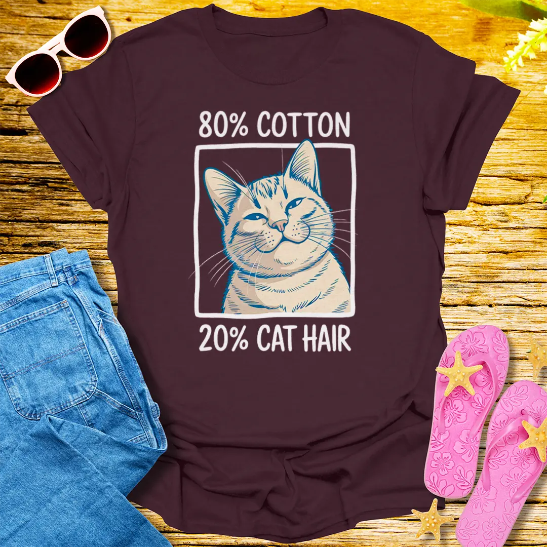 80% Cotton 20% Cat Hair T-Shirt - Dark Chocolate